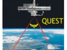 1. Distribution of pairs of entangled photons using the International Space Station (ISS). Entangled photon pairs are distributed to two separated places on Earth.