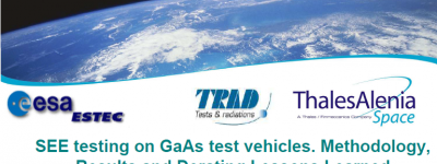 SEE testing on GaAs test vehicles. Methodology, Results and Derating.
